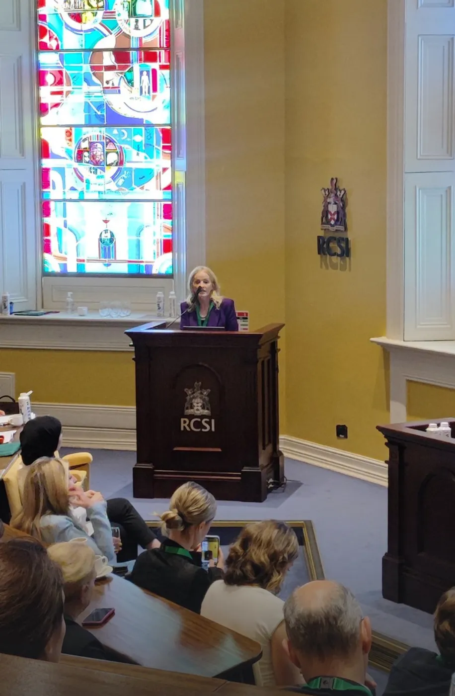 Diane Nevin speaking at the American Irish Medical Summit, Royal College of Surgeons in Ireland