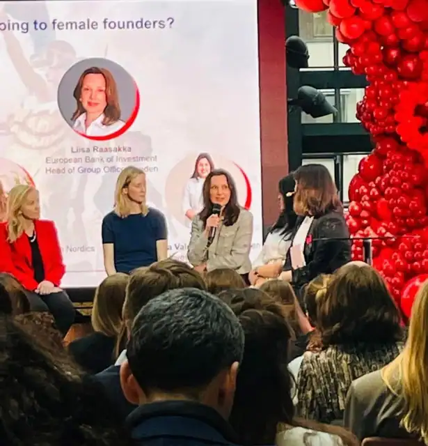Diane Nevin on an investor panel at International Women in Tech, Stockholm